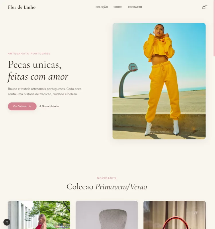 Loja online com catálogo de produtos, carrinho de compras e integração com MB Way.